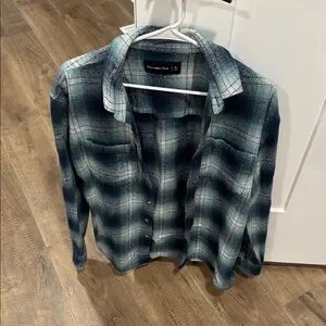 Abercrombie & Fitch Blue Plaid Shirt Jacket